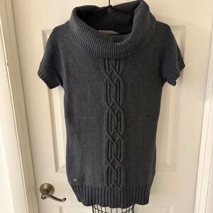 Athleta Womens Gray Cashmere Blend Cowl Neck Cable Knit Tunic Sweater 919120 S